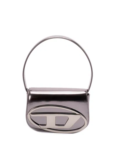 DIESEL DIESEL `1DR` ICONIC SHOULDER BAG IN MIRRORED LEATHER