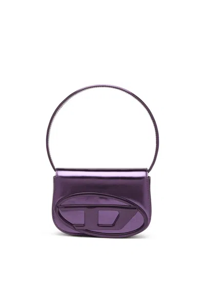 Diesel 1dr-iconic Shoulder Bag In Mirrored Leather In Violet