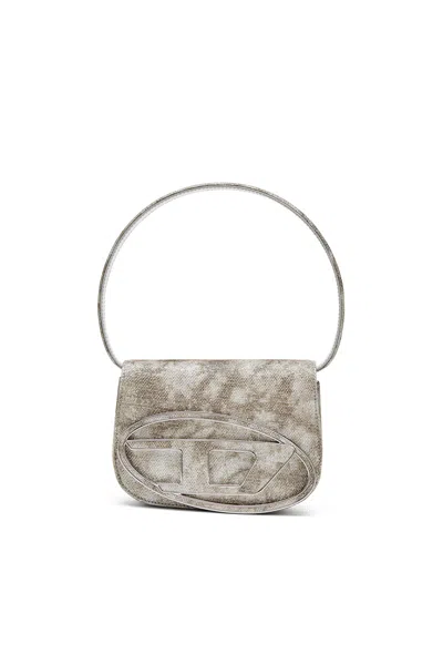 Diesel 1dr-iconic Shoulder Bag In Shimmer Fabric In Green
