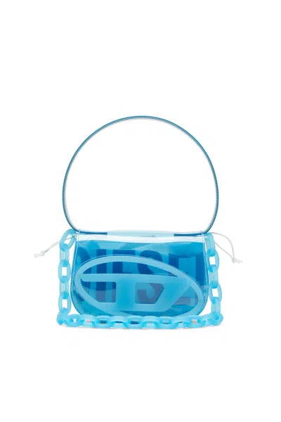 Diesel 1dr-iconic Shoulder Bag In Transparent Tpu In Blue
