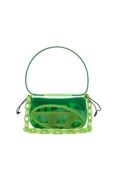 Diesel 1dr-iconic Shoulder Bag In Transparent Tpu In Green