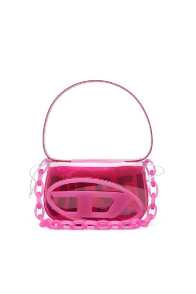 Diesel 1dr-iconic Shoulder Bag In Transparent Tpu In Pink
