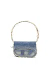 Diesel 1dr-iconica Borsa A Spalla In Denim E Cristalli In Blu