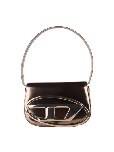 Diesel 1dr-iconica Mirrored Leather Shoulder Bag In Nero