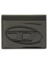 Diesel Bi-fold Card Holder In Mirrored Leather In Grey