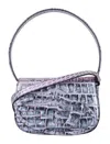 Diesel '1dr' Brown Shoulder Bag With Adjustable And Removable Shoulder Strap In Iridescent Blue