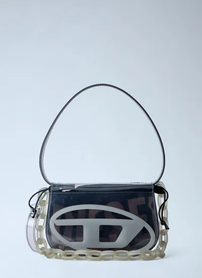Diesel 1dr-iconic Shoulder Bag In Transparent Tpu In Black
