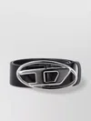Diesel 1dr Leather Belt Silver-tone Buckle In Black