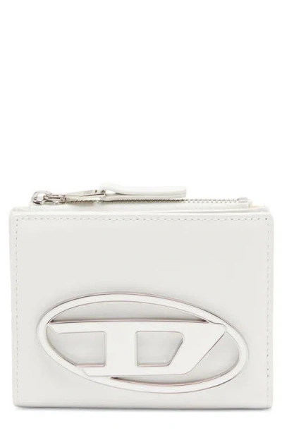 Diesel Small Leather Wallet With Logo Plaque In White