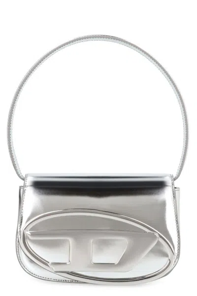 Diesel 1dr Leather Shoulder Bag In Silver