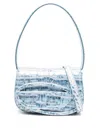Diesel Croco-embossed Leather 1dr Shoulder Bag In Clear Blue