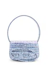 Diesel Croco-embossed Leather 1dr Shoulder Bag In Blue