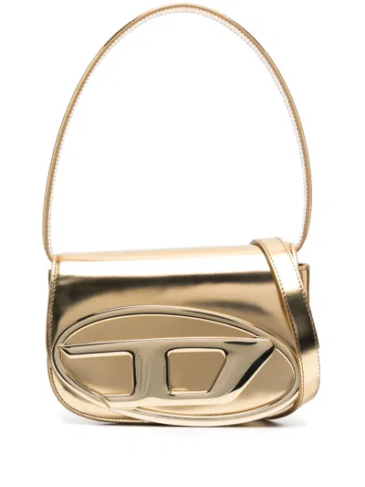 Diesel Small 1dr Metallic-effect Crossbody Bag In Gold