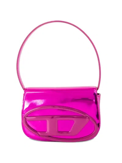 Diesel 1dr-iconic Shoulder Bag In Mirrored Leather In Pink