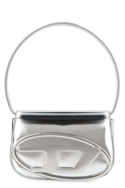 Diesel 1dr Leather Shoulder Bag In Silver
