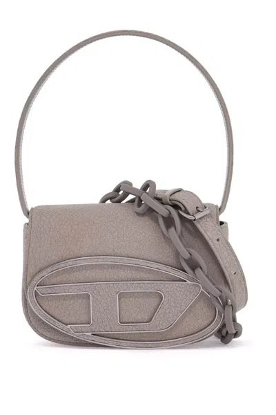 Diesel 1dr Leather Shoulder Bag With Dry Finish In Gray