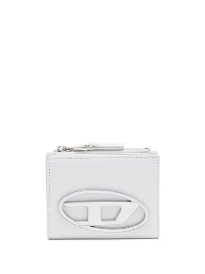 Diesel Small Leather Wallet With Logo Plaque In White