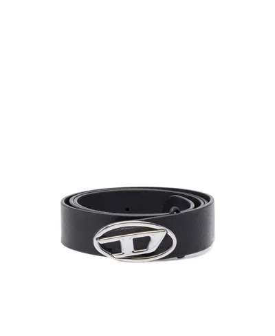Diesel Reversible Leather Belt With Oval D Logo In Multicolor