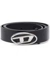 Diesel 4cm D Leather Buckle Belt In Black