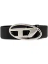 Diesel 1dr Logo-buckle Leather Belt In Black