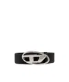 Diesel Black Belt With Oval D Logo Buckle Closure In Leather Man In Black