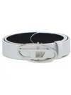 Diesel White Logo-plaque Leather Belt In White