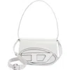 Diesel 1dr White Shoulder Bag With Oval D Patch In Leather Woman In White