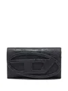 Diesel 1dr Logo-plaque Glitter Wallet In Black