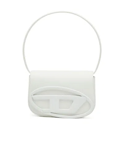 Diesel 1dr Logo-plaque Leather Tote Bag In White