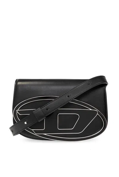 Diesel Medium 1dr Leather Shoulder Bag In Black