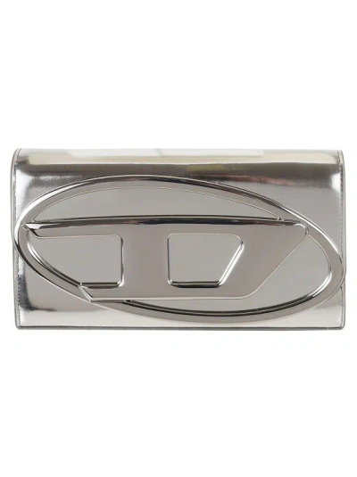 Diesel "1dr" Crossbody Wallet In Silver