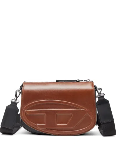 Diesel 1dr-bicolour Leather Crossbody Bag In Brown