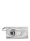 Diesel '1dr' Metallic Belt Bag With Logo Plate In Leather Woman In Silver