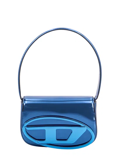 Diesel 1dr Metallic Leather Shoulder Bag In Blue