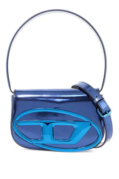 Diesel 1dr Metallic Leather Shoulder Bag In Blue