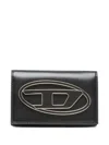 Diesel 1dr Metallic-logo Cardholder In Black