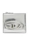 Diesel 1dr Metallic Zippered Wallet In Gray