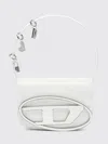 Diesel 1dr Mini Bag In Smooth Leather With Oval D Logo And Removable Charm In White
