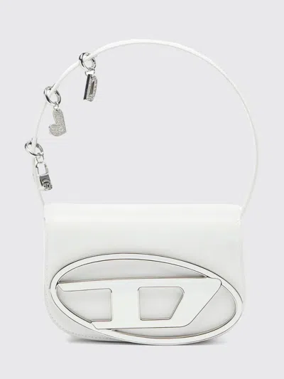 Diesel 1dr Mini Bag In Smooth Leather With Oval D Logo And Removable Charm In White