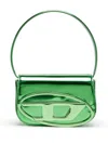 Diesel 1dr-iconic Shoulder Bag In Mirrored Leather In Green