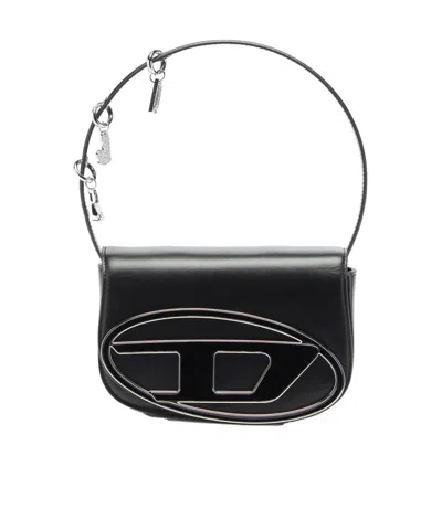 Diesel 1dr -iconic Shoulder Bag In Leather With Handle Charms In Black