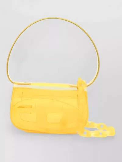 Diesel 1dr Oval Resin Calfskin Shoulder Bag In Yellow