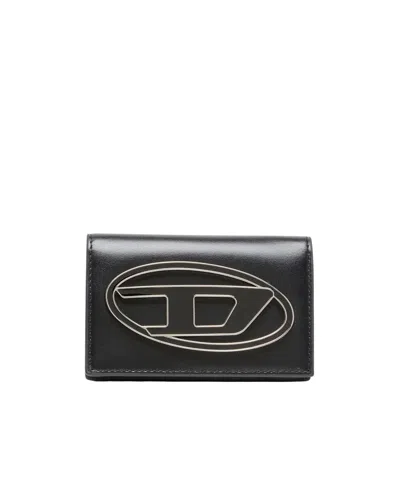 Diesel 1dr Oval-d Card Holder In Black