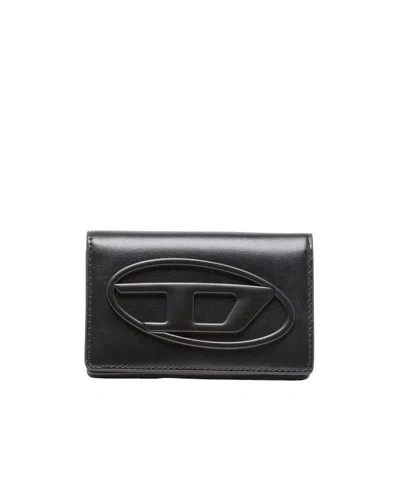 Diesel 1dr Oval-logo Cardholder In Black