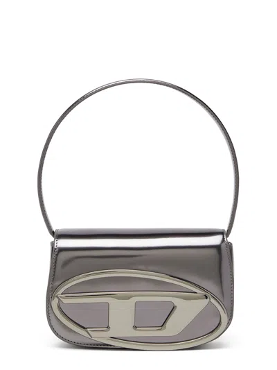 Diesel 1dr Patent Leather Shoulder Bag In Silver