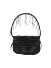 Diesel Women 1dr Shoulder Bag With Rhinestones And Fringe In Black