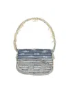 Diesel 1dr Denim Canvas Shoulder Bag With Crystal Appliques In Blue