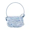 Diesel Croco-embossed Leather 1dr Shoulder Bag In Blue