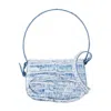 Diesel Croco-embossed Leather 1dr Shoulder Bag In Blue