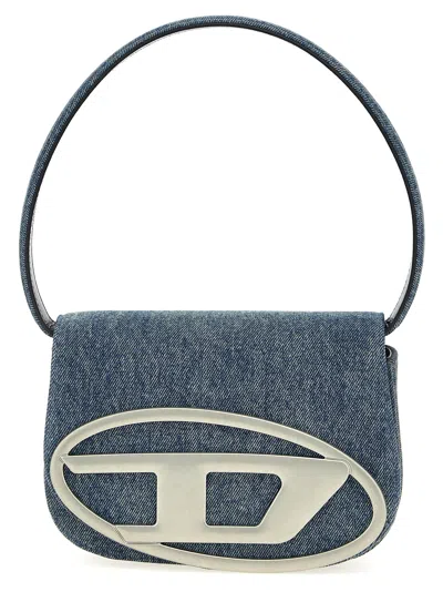 Diesel Shoulder Bag In Blue Denim With Leather Trims And Oval D Plaque